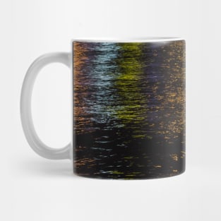 Abstract night lights sea shiny bronze brown black reflection Photo of glistening shining water Mug